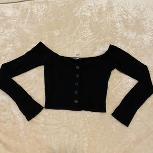 Off Shoulder Crop Top Longsleeve